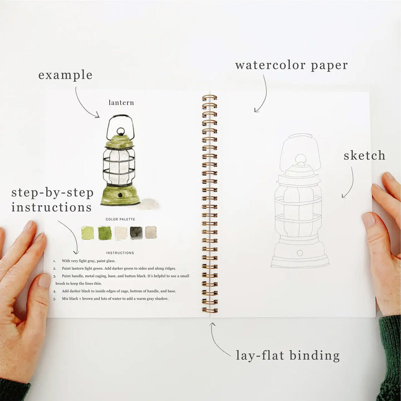 Emily Lex Camping Watercolor Workbook available at American Swedish Institute.