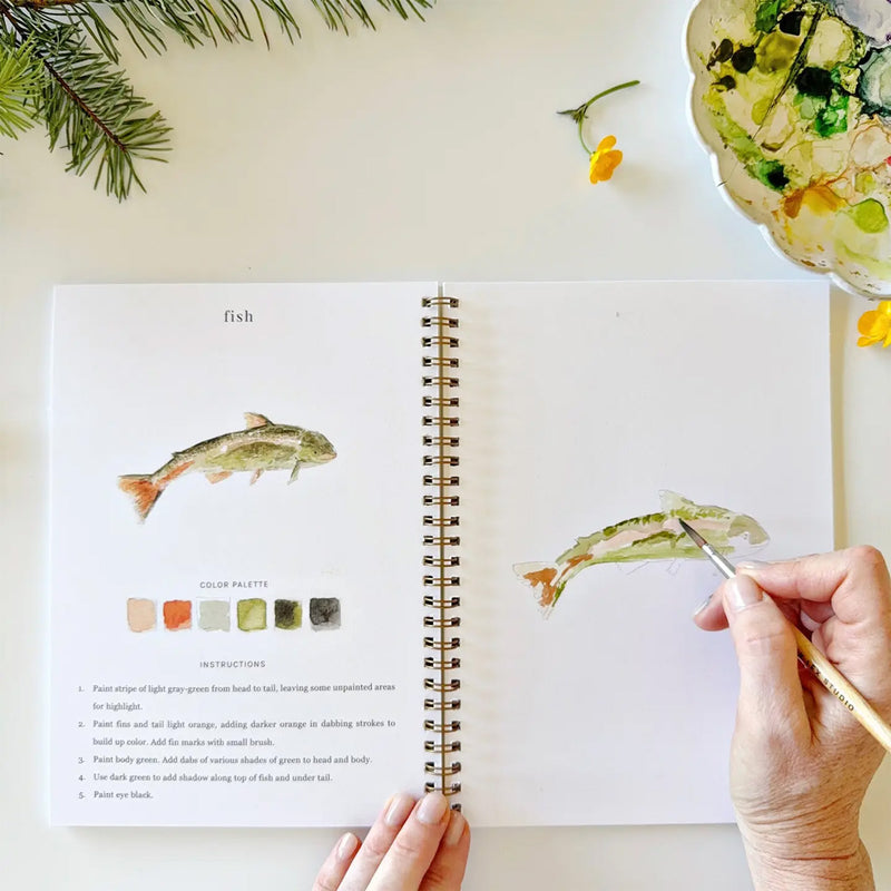 Emily Lex Camping Watercolor Workbook available at American Swedish Institute.