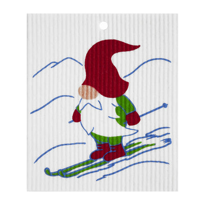 Tomte Skiing Dishcloth available at American Swedish Institute.