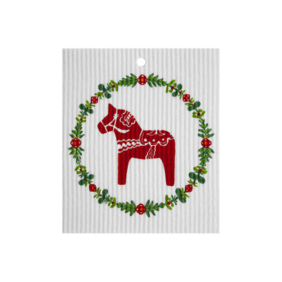 Dala Horse and Wreath Dishcloth available at American Swedish Institute.