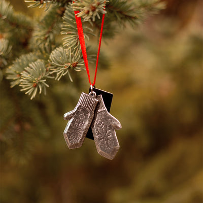 Pewter Norwegian Mittens Ornament available at American Swedish Institute.