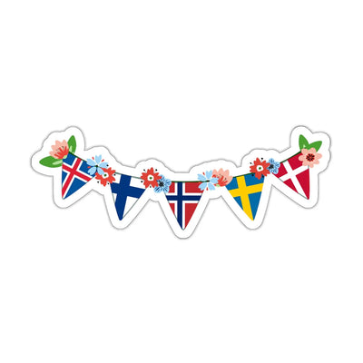 Nordic Flag Garland Sticker available at American Swedish Institute.