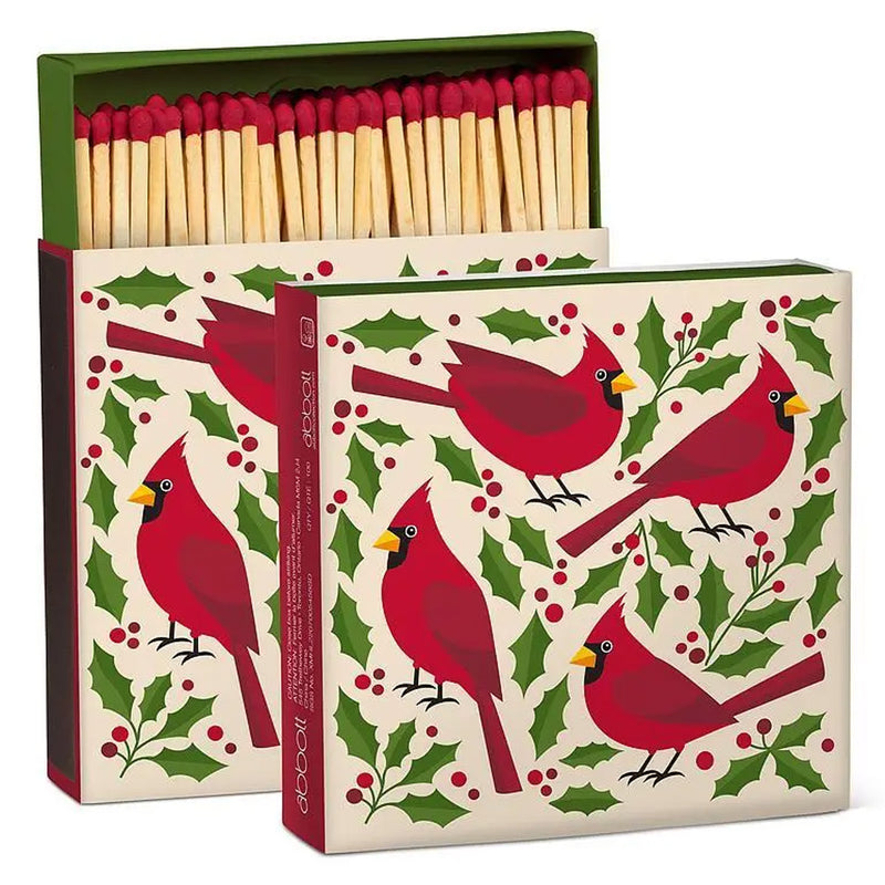 Cardinals & Holly Square Boxed Matches available at American Swedish Institute.