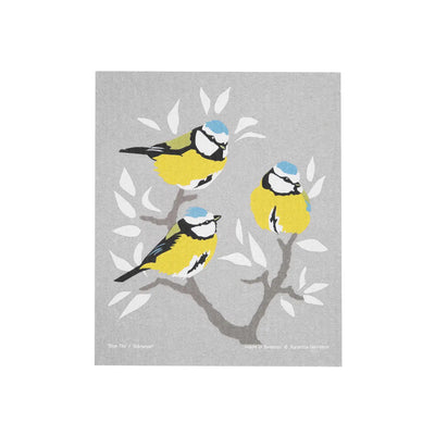 Blue Cap Birds Dishcloth available at American Swedish Institute.
