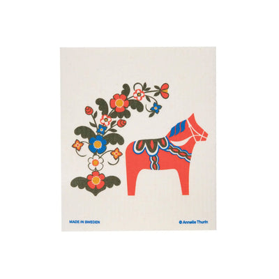 Folk Design Dala Horse Dishcloth available at American Swedish Institute.