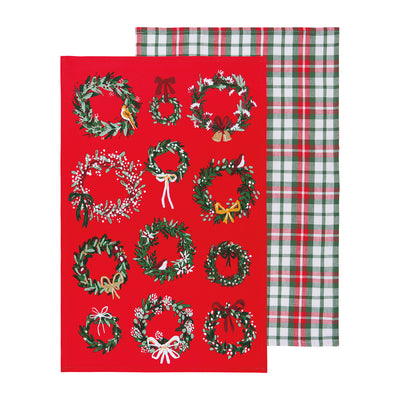 Wreaths and Plaid Tea Towel Set available at American Swedish Institute.