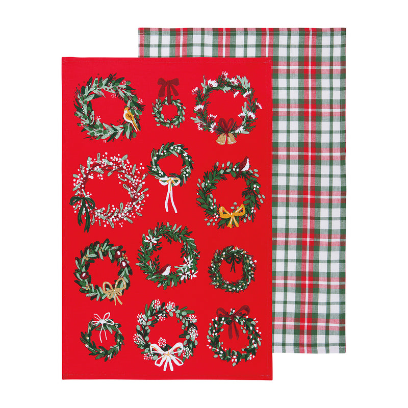 Wreaths and Plaid Tea Towel Set available at American Swedish Institute.