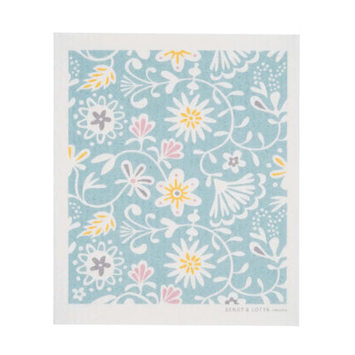 Bengt & Lotta Light Blue Floral Dishcloth available at American Swedish Institute.