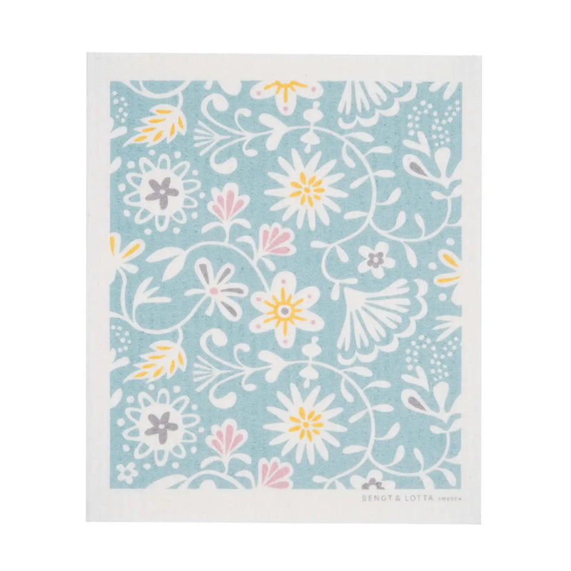 Bengt & Lotta Light Blue Floral Dishcloth available at American Swedish Institute.