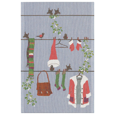 Ekelund Tomtelina (Santa Clothesline) Tea Towel available at American Swedish Institute.