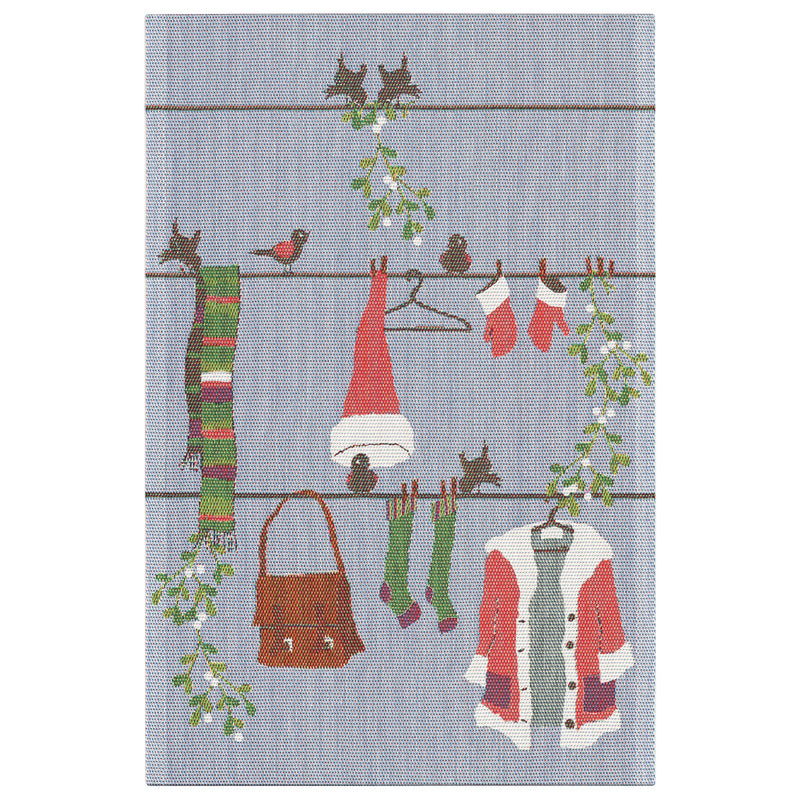 Ekelund Tomtelina (Santa Clothesline) Tea Towel available at American Swedish Institute.
