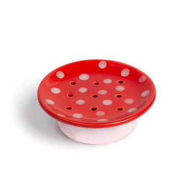 Swedish Dream Red Mushroom Ceramic Soap Dish available at American Swedish Institute.