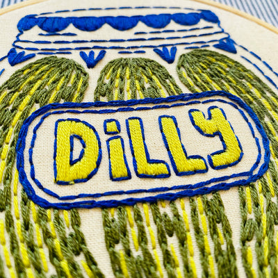Hook Line & Tinker Pickles Embroidery Kit available at American Swedish Institute.