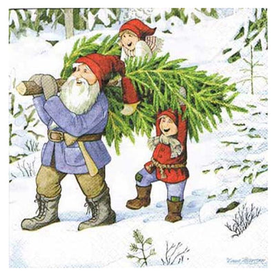 Tomtar Carrying Tree Lunch Napkins available at American Swedish Institute.