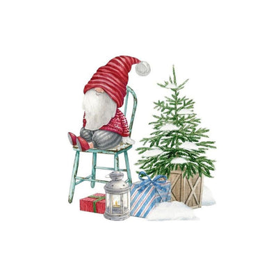 Tomte on Chair with Tree Cocktail Napkins available at American Swedish Institute.