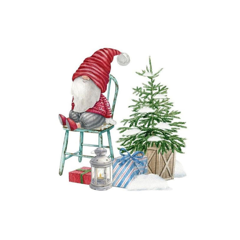 Tomte on Chair with Tree Cocktail Napkins available at American Swedish Institute.
