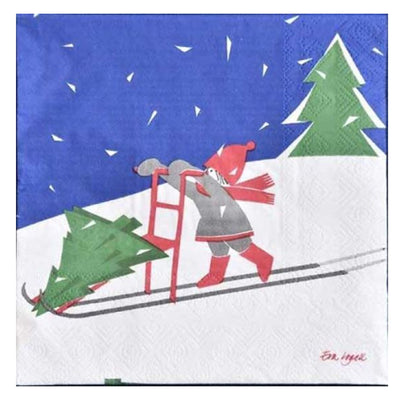 Tomte Girl Kicksled Lunch Napkins available at American Swedish Institute.