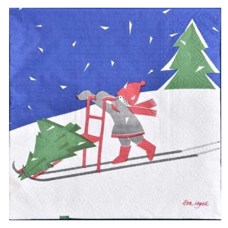 Tomte Girl Kicksled Lunch Napkins available at American Swedish Institute.