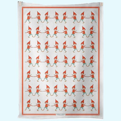 Dancing Tomtar Tea Towel available at American Swedish Institute.