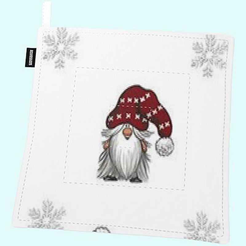 White Tomte & Snowflake Potholder available at American Swedish Institute.