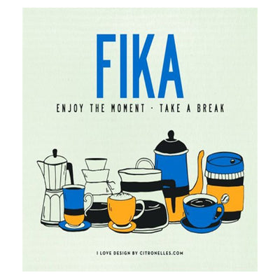 FIKA Enjoy the Moment Dishcloth available at American Swedish Institute.