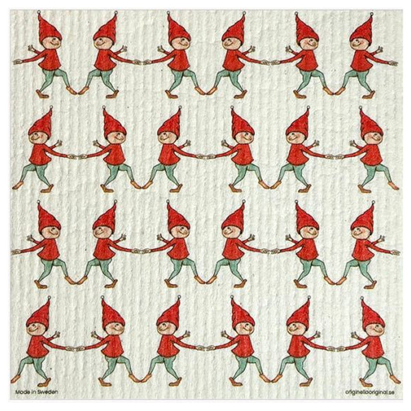Dancing Tomtar Dishcloth available at American Swedish Institute.