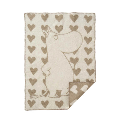Klippan Moomin Heart Taupe Blanket available at American Swedish Institute.