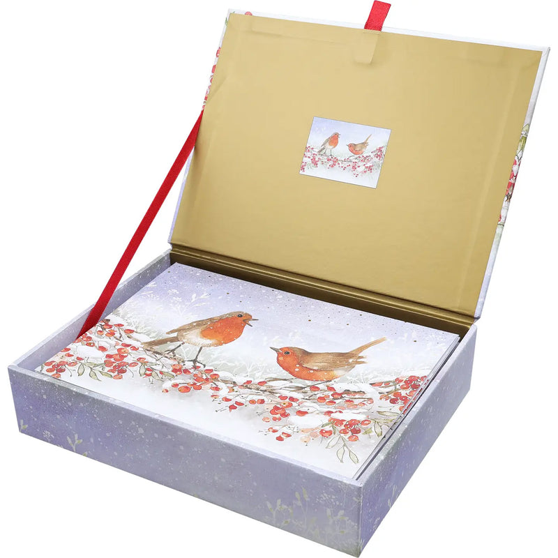 English Robins in Winter Deluxe Boxed Holiday Cards available at American Swedish Institute.