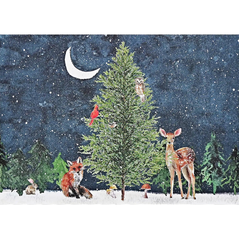 Moonlit Forest Friends Deluxe Boxed Holiday Card Set available at American Swedish Institute.