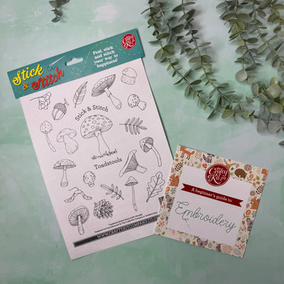 Toadstools Stick & Stitch Embroidery Kit available at American Swedish Institute.
