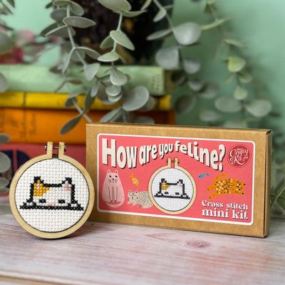 'how Are You Feline?' Mini Matchbox Cross Stitch Kit available at American Swedish Institute.