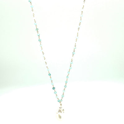 in2 design Diddi Long Aqua Necklace available at American Swedish Institute. 