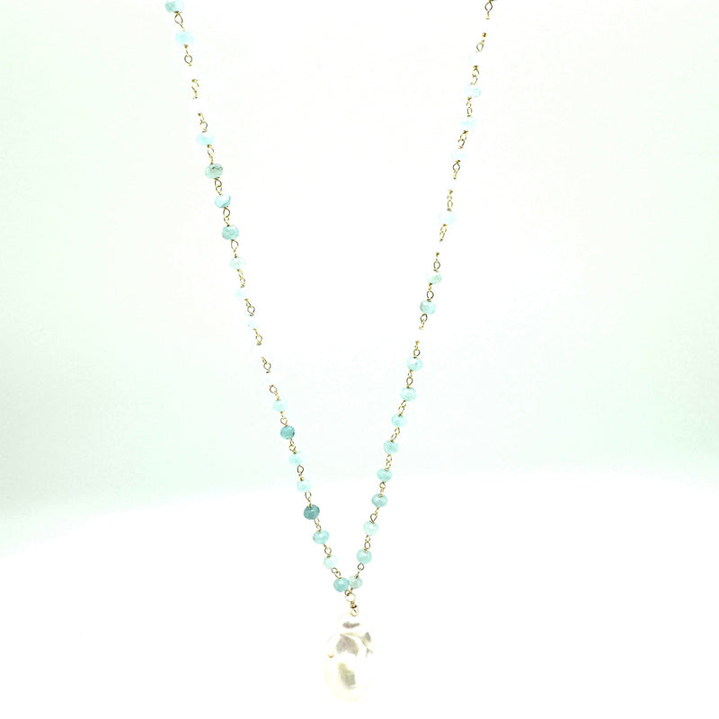 in2 design Diddi Long Aqua Necklace available at American Swedish Institute. 