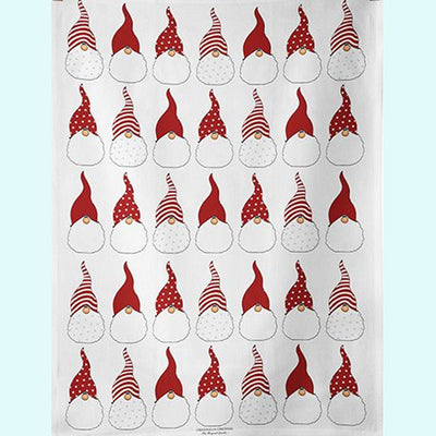 Tomtar in Dots & Stripes Hats Tea Towel available at American Swedish Institute.