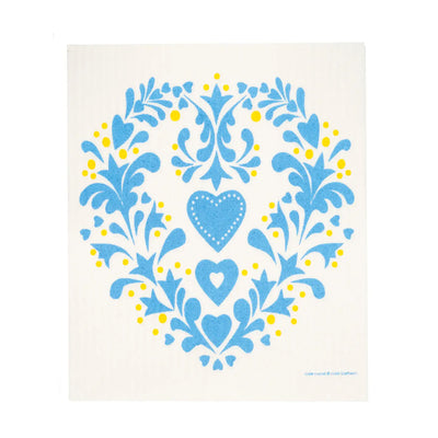 Blue Folk Hearts Dishcloth available at American Swedish Institute.