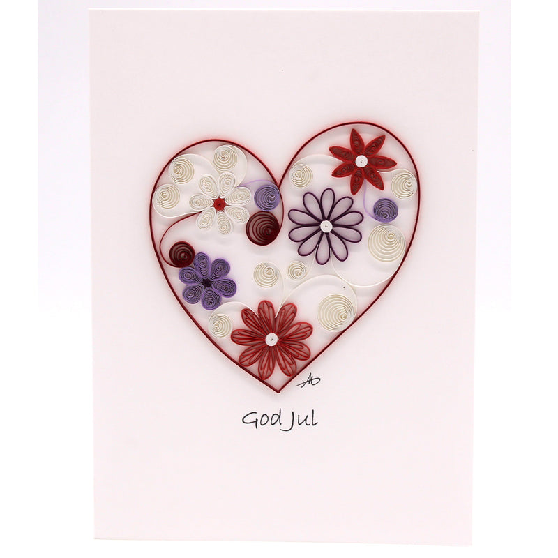 Iconic Quilling God Jul Heart Holiday Card available at American Swedish Institute.