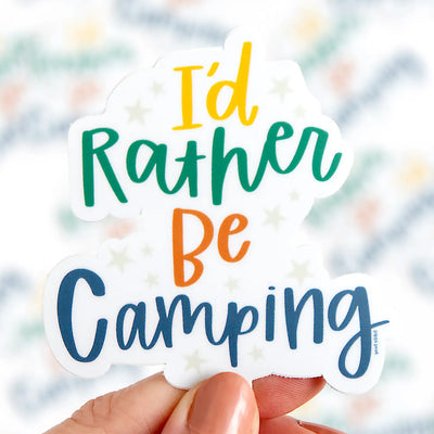 I'd Rather be Camping Sticker available at American Swedish Institute.