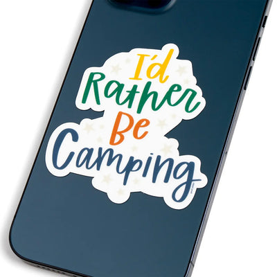 I'd Rather be Camping Sticker available at American Swedish Institute.