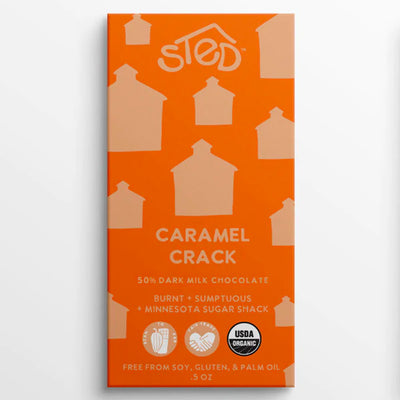 Sted Mini Caramel Crack Chocolate Bar available at American Swedish Institute.