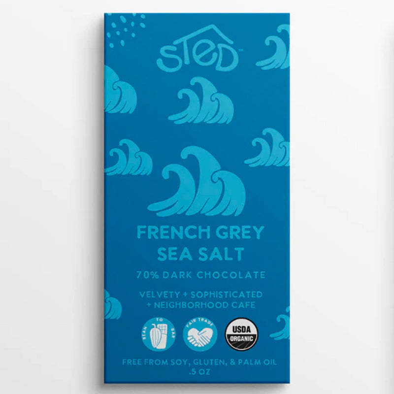 Sted Mini French Grey Sea Salt Chocolate Bar available at American Swedish Institute.