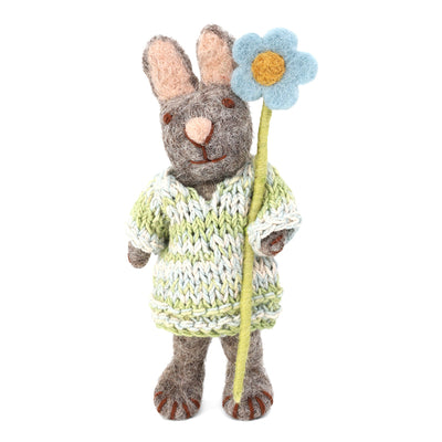 Én Gry & Sif Sweater Dress Bunny with Blue Flower available at American Swedish Institute.