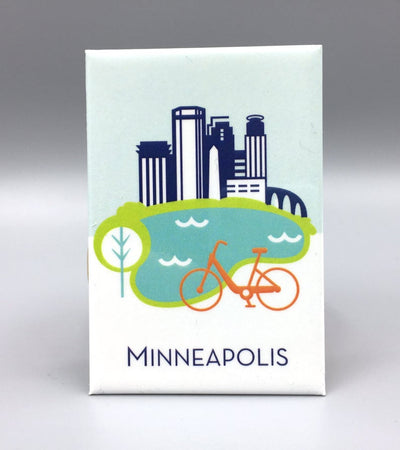Cindy Lindgren Minneapolis Biking Magnet available at American Swedish Institute.