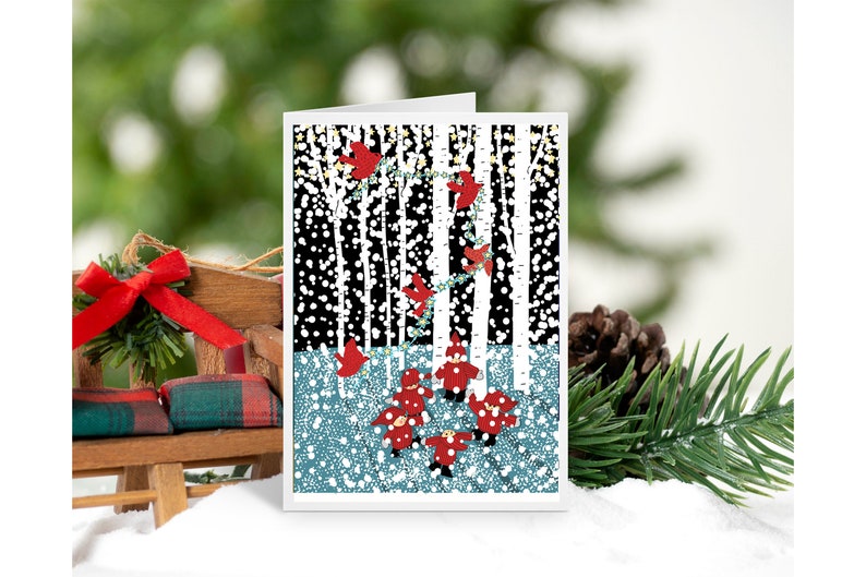 Tomtar and Cardinals Holiday Card available at American Swedish Institute.