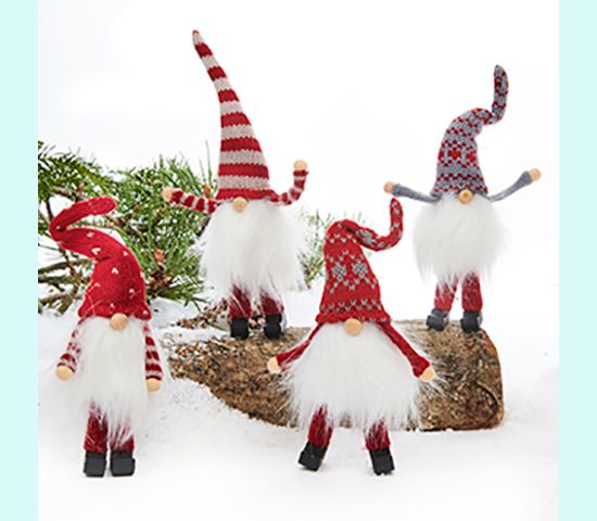 Tomte with bendable legs and hats available at American Swedish Institute.