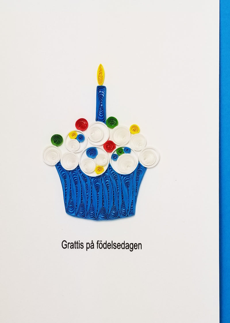 Greeting Card - Cupcake Grattis på födelsedagene (Happy Birthday)
