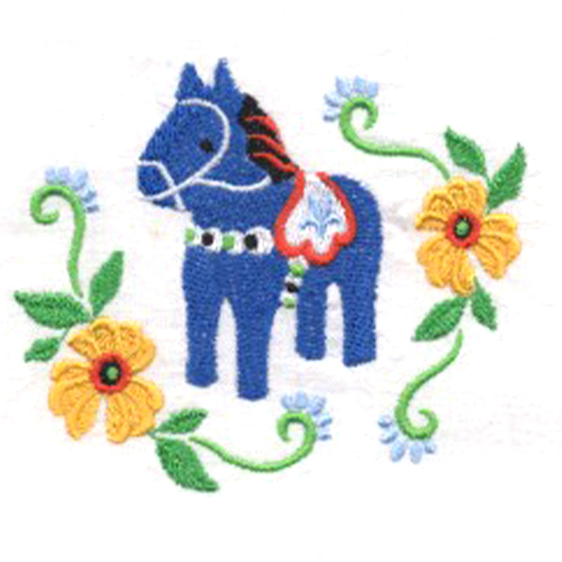 Blue Dala Horse Embroidered Dishtowel available at American Swedish Institute.