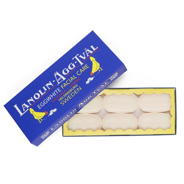 Lanolin-Ägg-Tvål (eggwhite facial soap) - 6 pack available at American Swedish Institute.