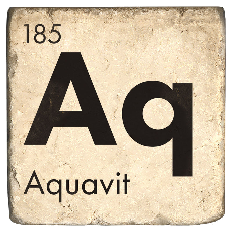 Aq (Aquavit) Periodic Element Marble Coaster