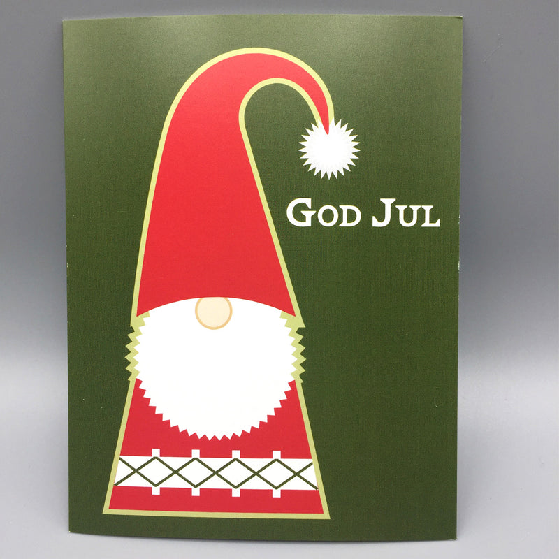 Cindy Lindgren God Jul Gnome Card available at American Swedish Institute.