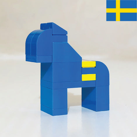 Swedish Horse Blue/Yellow Lego Building Kit